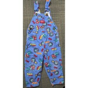 Vintage OshKosh B'Gosh Vestbak Overalls 4T Allover Trucks Trucking Weigh Station